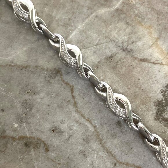 Kay Jewelers Sterling Silver 925 JWBR Infinity Link Diamond Tennis Bracelet FLAW - Picture 12 of 16